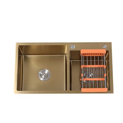 China HSD Modern Superb Quality Gold Color Stainless Steel Metal Single Bowl Kitchen Sinks for sale