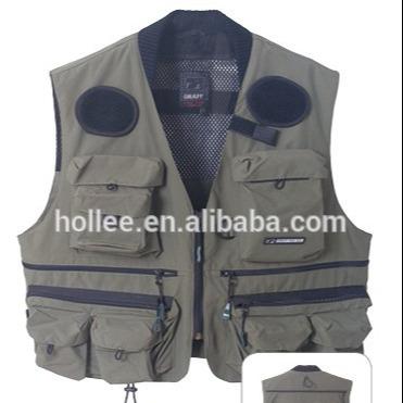 China Multifunctional Polyester / Cotton Twill Pockets Backpack Fishing Vest for sale