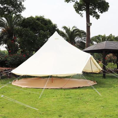 China Diamond Ground Nail 4m 6m Sahara Hexagon Yurt Polyester Cotton Outdoor Luxury Square Double Door Canvas Bell Tent For Sale for sale