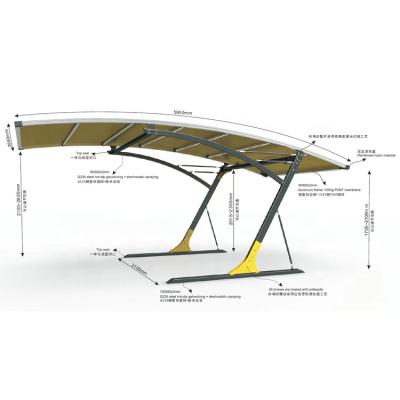 China Professional Single And Double Metal Car Parking Shade / Sun Shade Waterproof Parking Lot Modern Design for sale