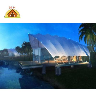 China Diamond Ground Nail Wholesale Aluminum Hard Shell Roof Hexagonal Factory Price Resort Frame Snail Outdoor Glamping Top Tent for sale