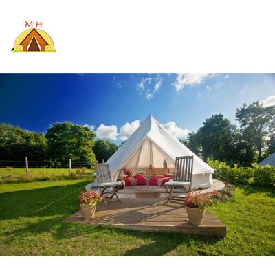 China Diamond Ground Nail Luxury OEM/ODM 4m 5m 6m hexagonal canvas glamping waterproof 7m bell tent for hotel for sale