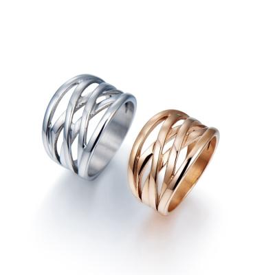 China CLASSIC Stainless Steel Gold Filled Interwoven Lap Crossover Knotted Ring for sale