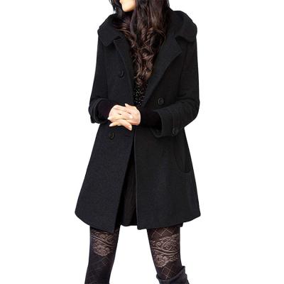 China Custom Women's Warm Cross Wool Pea Coat Trench Coat Jacket Anti-Wrinkle Anti-Wrinkle With Hood for sale