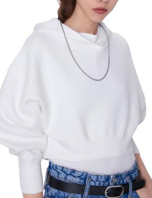 China Custom Women's Batwing Casual Loose Sleeve Drops Shoudler Hoodies Sweatshirt Crop Tops for sale