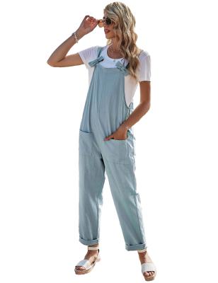 China Custom Womens Breathable Breathable Casual Cotton Canvas Bowknot Pocketed Overalls Pants for sale