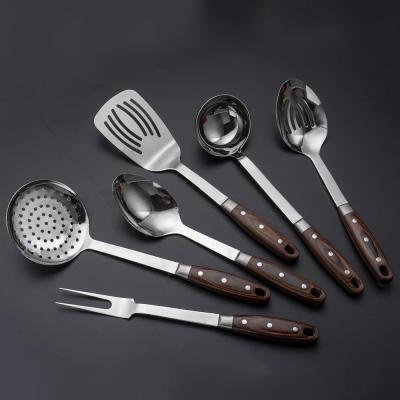 China Cheap Viable 6pcs Stainless Steel Kitchenware Kitchen Tools And Wooden Handle for sale