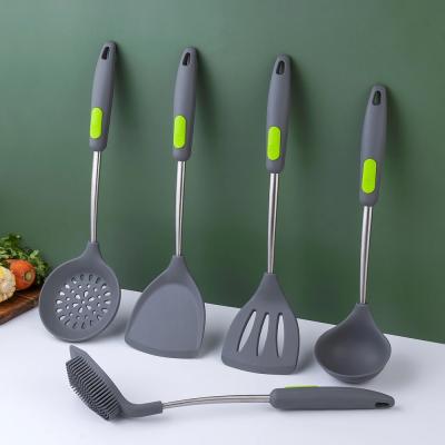 China Amazon Hot Sale 5pcs Stainless Steel Handle Silicone Kitchen Tools Utensils and Viable Kitchen Accessories for sale