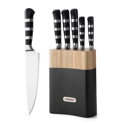 China Sustainable Kitchen Knife Set 6 Piece Knife Block Set ABS Handle Knife Set With Block for sale