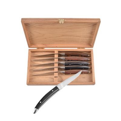 China Disposable Pakka Wood With Rivets 3pcs Stainless Steel 4.5 Inch Aluminum Steak Knife for sale