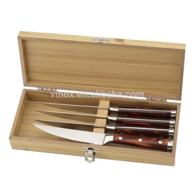 China Disposable High Quality Stainless Steel Serrated 4 Piece Steak Knife Set for sale