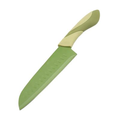 China Disposable High Carbon Non-Stick Stainless Steel Blade With Anti-Slip Handle 7 Inch Santoku Kitchen Knife for sale