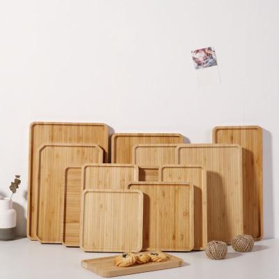 China Disposable Square Rectangle Tray Bamboo Serving Set for sale