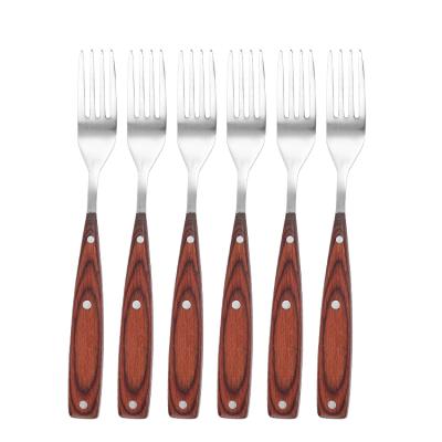 China Disposable Steak Fork 4-Tine with Pakka Wood with 3pcs S/S Rivets Handle Stainless Steel 4