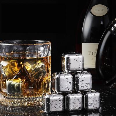 China Sustainable Amazon Hot Sale Bar Metal Cooling Stone Whiskey 304 Ice Grain Stainless Steel Ice Cubes for sale