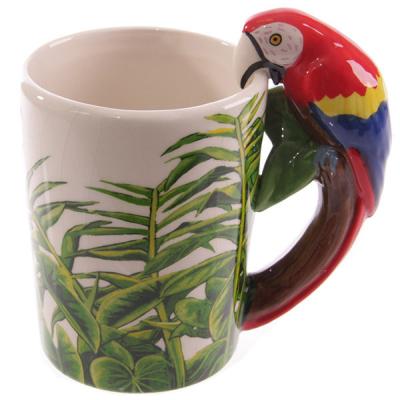 China Viable Cartoon Parrot Inspired Animal Mug Designs 3D Mug Character Shaped Tea Coffee Novelty Mugs Christmas Gift for sale