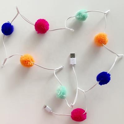 China Colorful Camera Pompom Balls USB Cable OEM Customize Led String Light for sale