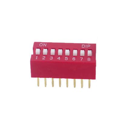 China Slide Type Through-hole Terminal 8 Position 8 Pin Dip Switch DS08 8 Pin Dip Switch for sale