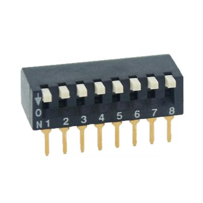 China Through-hole Terminal 8 Position SPST Side Operated Piano Type DIP Switch DSPV08LHGET for sale