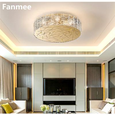 China New Luxury Eco-friendly Gold Ceiling Chandelier For Living Room Round Bedroom Glass Lamp Stainless Steel Modern Home Decor Lighting Fixture for sale