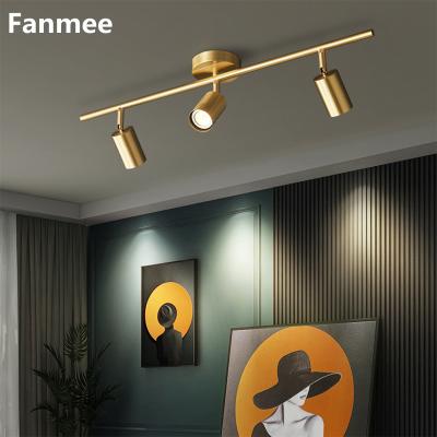 China Eco-friendly Nordic Brass LED Ceiling Light Modern Copper Acrylic Chandeliers Lighting Spotlight Bedroom Living Room Bedroom Lamps Fixture for sale