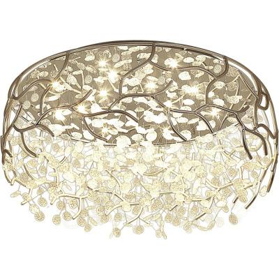 China Eco-friendly Nordic Modern Round Chandelier Bedroom Living Room Lamps Crystal Aluminum Indoor Lighting LED Ceiling Lights Flower Glass Fixture for sale