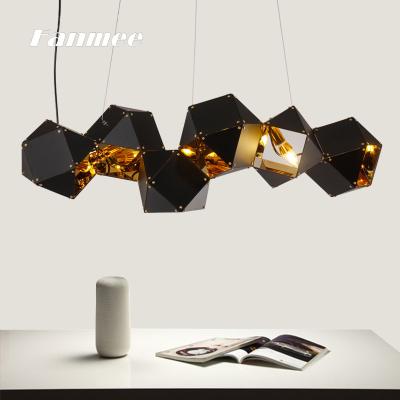 China LED Stainless Steel Geometric Irregular Pendant In Cube Modern Nordic Black Black Chandeliers Lights Dining Room Living Room Lamps for sale