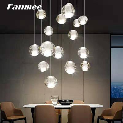 China Nordic Modern Design LED Pendant Lights Crystal Metal Ball Lighting Hotel Modern Chandeliers Staircase Bedroom Living Room Chandelier for sale