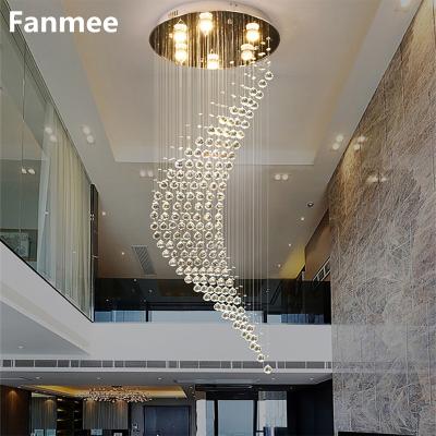 China Home Crystal Chandelier Lighting Fixture Decoration Luxury Spiral Hanging Chandelier Led Modern Indoor Modern Long Staircase Lamp for sale