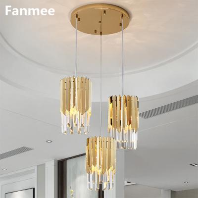 China 2022 Modern Kitchen Island Crystal Chandelier For Dining Room Modern Luxury Home Pendant Lamp Decor Gold/Chrome Led Hang Light for sale