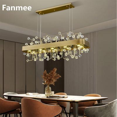 China Modern Led Indoor Lighting Crystal Lamp Rectangle Chandelier For Dining Modern Kitchen Luxury Gold Room Decoration Home Indoor Lighting Fixtures for sale