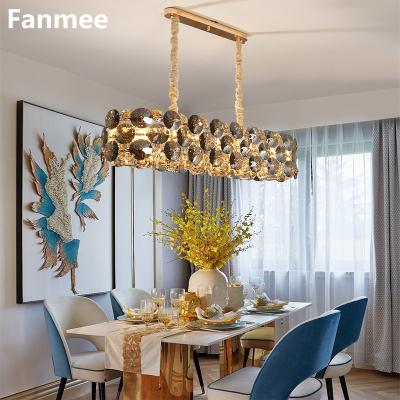 China Modern Decorative Oval Design Crystal Chandelier For Dining Room Indoor Lighting Luxury Kitchen Island Hanging Light Fixture Modern Home Decor Led Crystal Lamp for sale