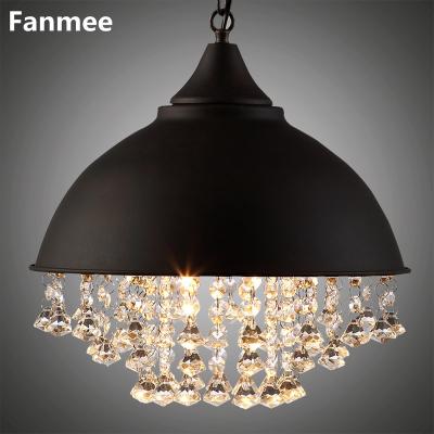 China Retro Modern Decoration Wrought Iron Lamp Vintage Industrial Lighting Indoor Lighting Crystal Pendant Light Edison Metal Hanging Light Fixture for Home Kitchen for sale