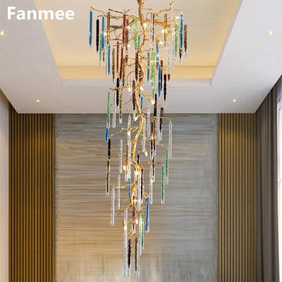 China Modern Decoration Modern Brass Chandelier Indoor LED Colorful Pendant Hanging Light Luxury Glass Drops Chandelier Lighting Living Dining Room Lighting for sale