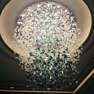 China Residential Engineering Lighting Large Hotel Lobby Crystal Lighting Custom Made Lamp Crystal Chandelier Project Lighting Hotel for sale