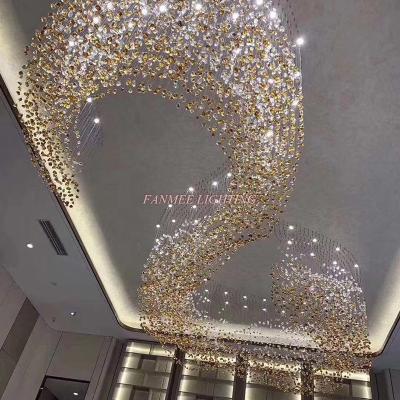 China Project Residential Lighting Engineering Lighting Large Hotel Crystal Chandelier Hotel Lobby Crystal Lighting Custom Lamp for sale