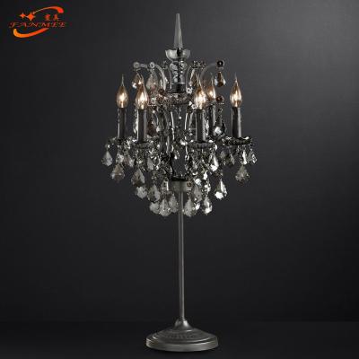 China Retro Residential Crystal Table Lamp Nordic Crystal Table Lighting For Home Hotel Bedroom Black Metal for sale