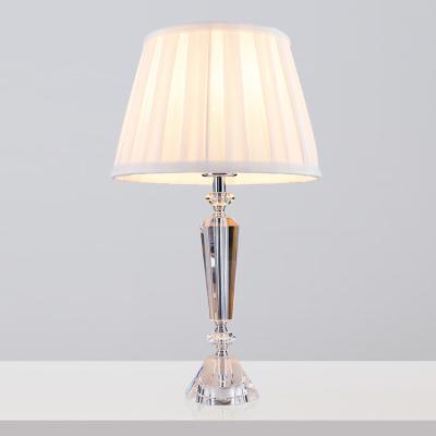 China Residential Luxury Modern LED Crystal Table Lighting Contemporary Crystal Lighting LED Table Lamps With Fabric Lampshade for sale