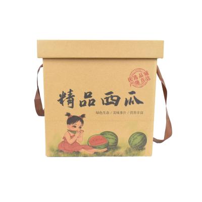 China Recyclable Kraft Paper Corrugated Dry Cardboard Fruit Packaging Gift Box With Handle for sale