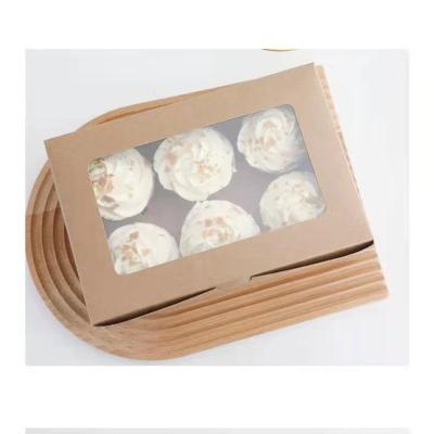 China Recyclable Paper 4 Pan Tile Cup Egg Cake Box Tart Packaging Box With Window for sale