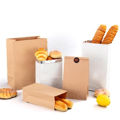 China Recyclable Factory Customized Degradable Kraft Paper Bag Take Out Bag Bread Bag for sale