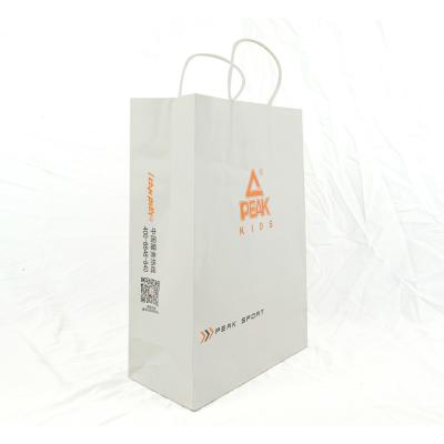 China Wholesale Recyclable White Portable Paper Bag Clothing Gift Card Packing Take Out Bag for sale