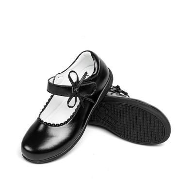 China Princess Leather Shoes Real Children's Two-Layer Flat Leather Leather Black White Female Students School Performance Tag Shoes for sale