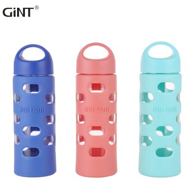 China Sustainable eco-friendly fashion outlook silicone drinkware anti-scald double wall glass to keep hot water bottle for sale