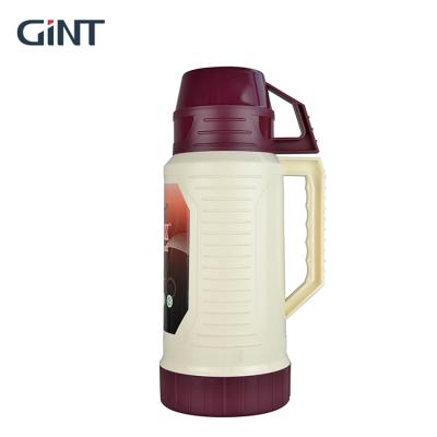 China Viable Factory Gint Glass Liner 1.6L Dot Pattern Flask Cute Colored Plastic Thermos With Drink Cup for sale