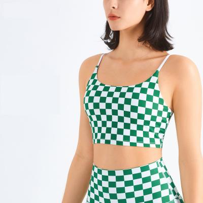 China Fitness Sports Sustainable Feeling Checkerboard Shock Absorbing Women Yoga Wear for sale