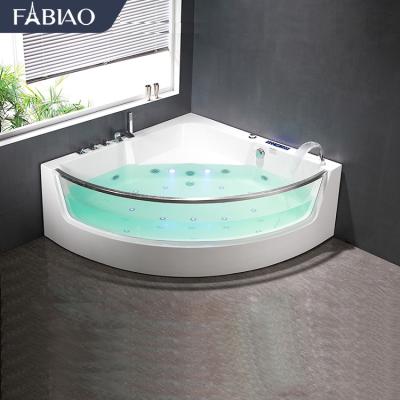 China Free wholesale cheap price FABIAO durchsichtige badewanne jets clear glass front whirlpool tub with 2 person for sale