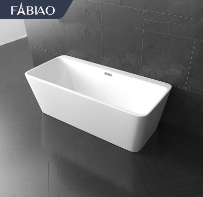 China FABIAO Bad Bathtub Luxury White Black Rectangular Hydraulic Bubble Free Bathroom Bathtub 57inches for sale