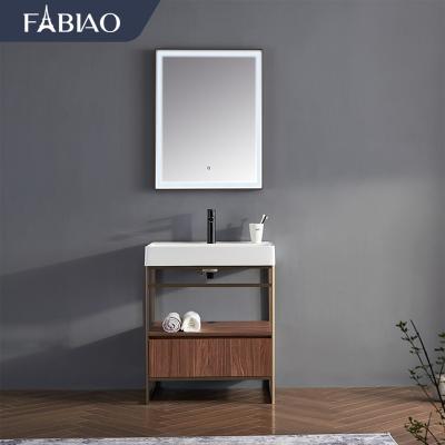 China FABIAO modern brown bathroom vanity slim plywood bathroom cabinet sink muebles for home for sale