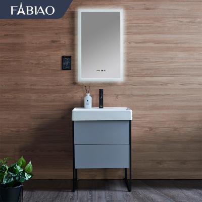 China FABIAO Modern Luxury Hotel Bathroom Furniture Cabinet Glass Counter Vanity for sale